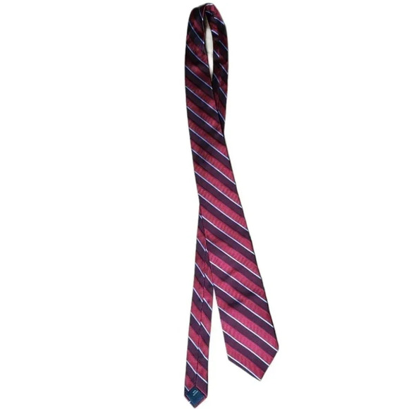 Signature Red stripped silk  tie - Picture 1 of 5